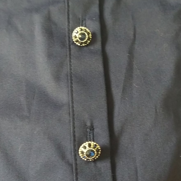NWT NY&C Navy Blue Jewel Button-Up XS - Picture 3 of 6